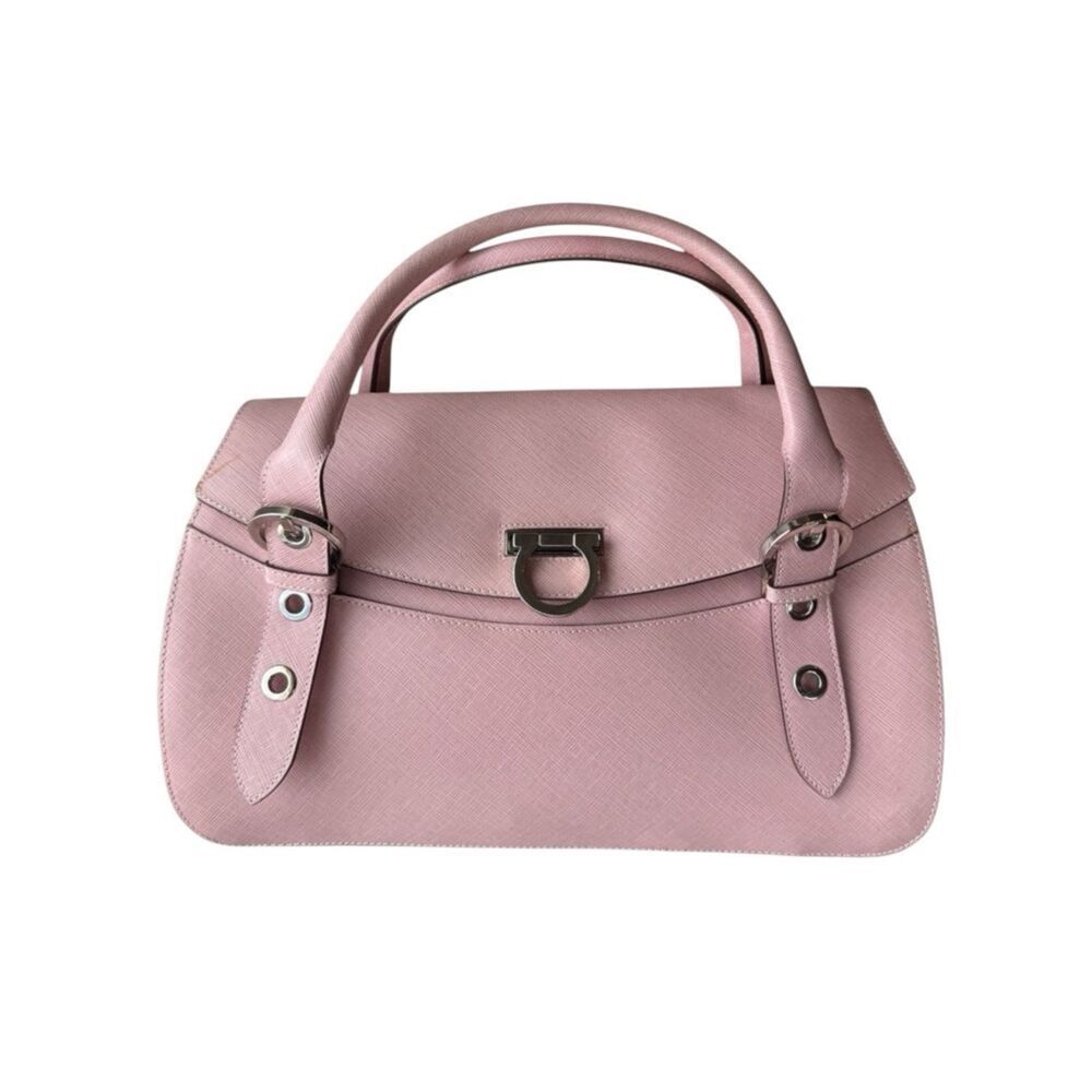 Salvatore Ferragamo Pink Gancini Top Handle Satchel Handbag Auth